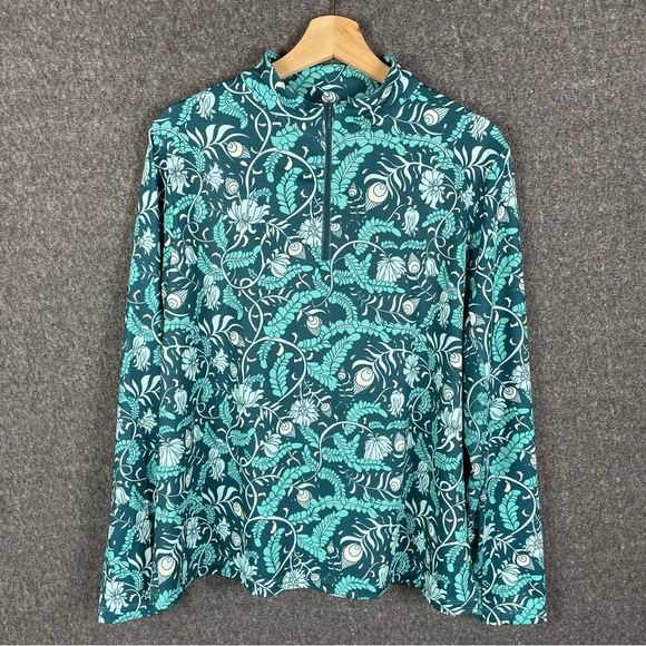 X by Gottex XL Active Golf Tennis Travel Long Sleeve Mock Top Teal Paisley - Picture 3 of 7